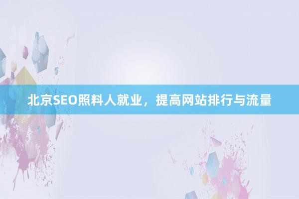 北京SEO照料人就业，提高网站排行与流量